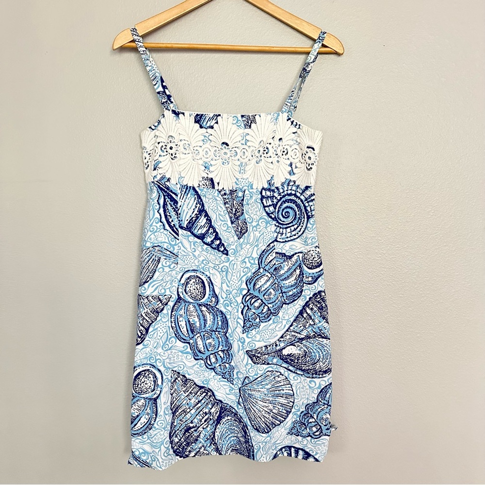 Lilly Pulitzer Blue and White Shell Print Mini Dress - Picture 3 of 10